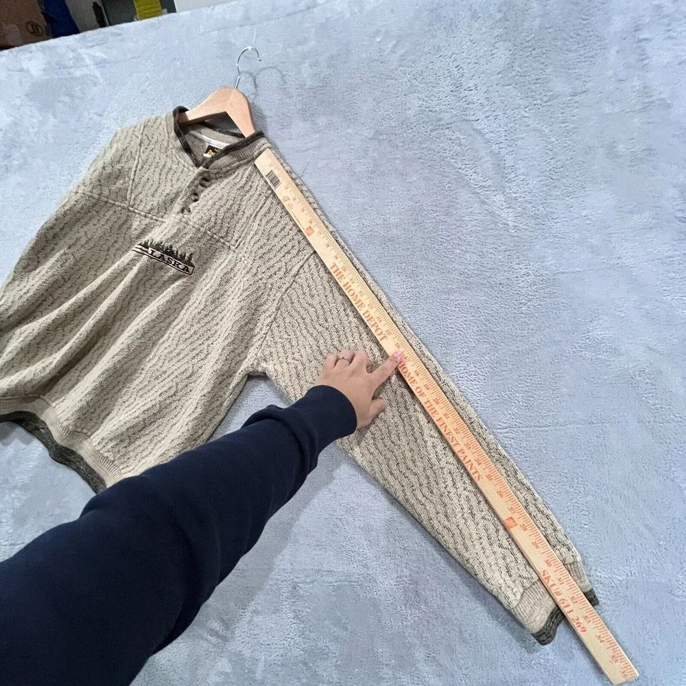 VTG 90s Sweater‎ Mens La Oatmeal Alaska Knit Style USA Made Western Y2K